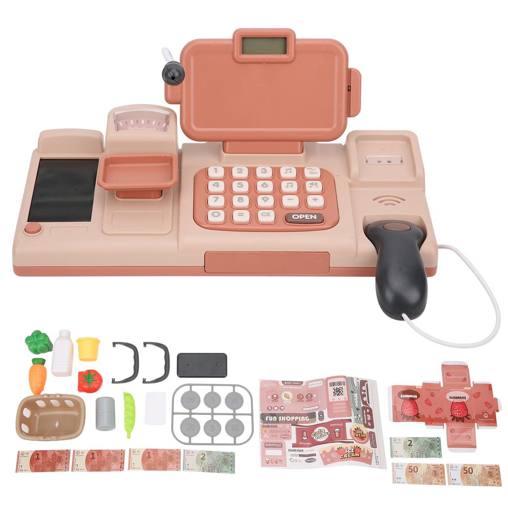 Игрушка кассовый аппарат Голосовая электронная ролевая игра Калькулятор кассира Детская развивающая игрушка Розовый