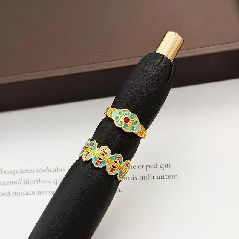 Эмалированное Кольцо-Кольцо Открытое Женское Легкая Роскошь Высококлассное Кольцо на Указательный Палец Модное Персональное Нишевое Дизайнерское Кольцо