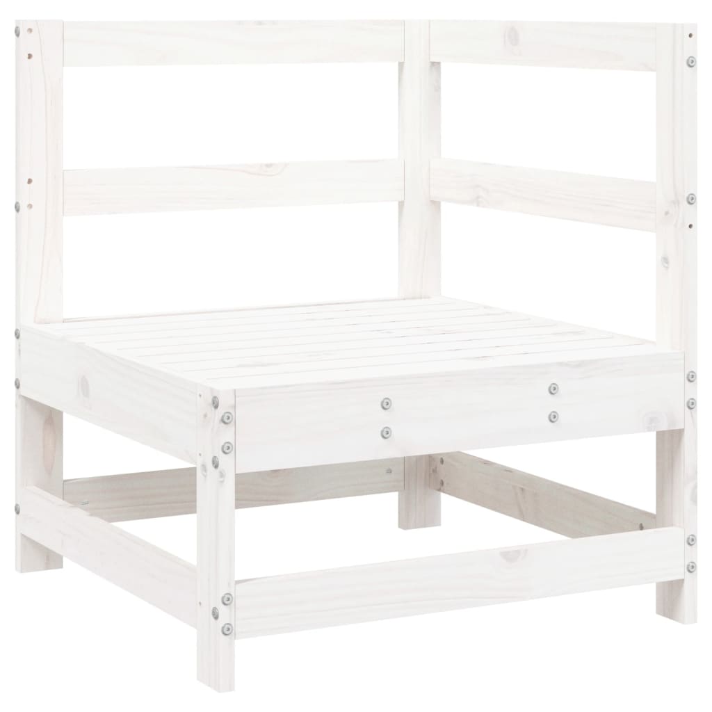5 Piece Garden Lounge Set White Solid Pine Wood