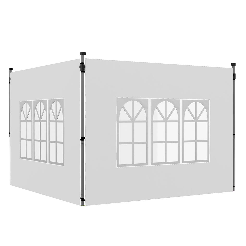 Gazebo Side Panels Sides Replacement With Window For 3x3(m) Or 3x4m Pop Up Gazebo 2 Pack White