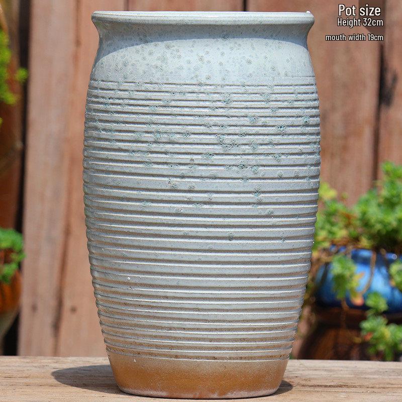 Large Yixing Ceramic Flower Pot: Nine-Tailed Fox Design, Breathable Jar for Green Plants and Flowers