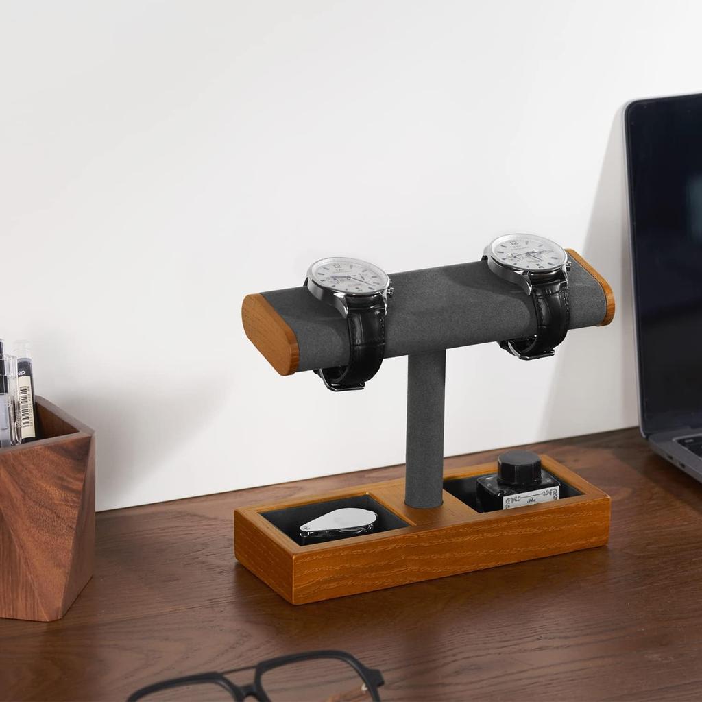 Часы Oirlv Watch 2 4 деревянные совместимые с приемлемыми купюрами SM19102 Подставка, детали, детали, дисплей, хранение, фотография, роскошь, стильный, (Темно-серый)