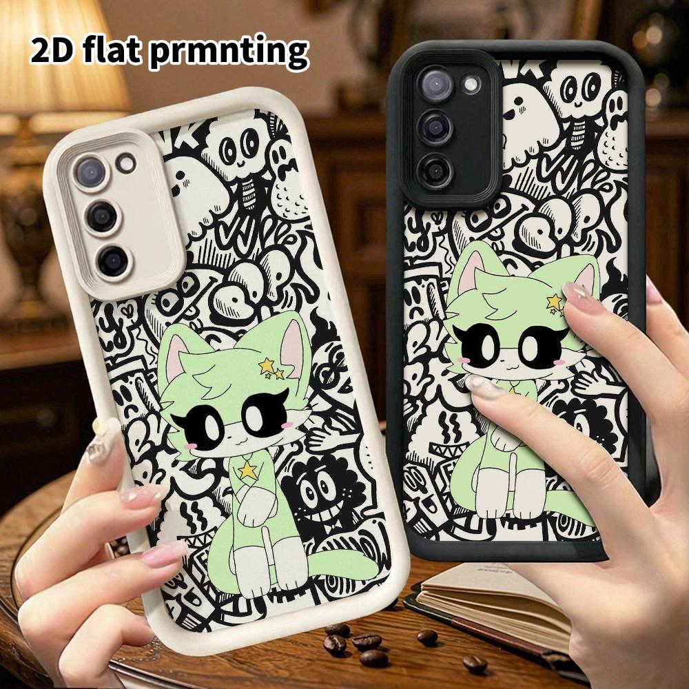 Чехол для телефона: 2D Плоский Защитный Чехол для Samsung Galaxy A34 A35 M05 M06 S20 S22 S21 FE Plus 5G, Мультяшный Котенок, Рождественский и Хэллоуинский Подарок