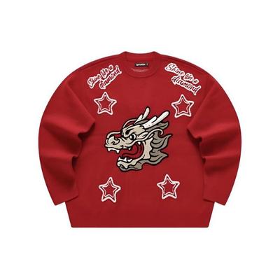 Fila Fusion Серия CNY Год Дракона Свитшот с круглым вырезом с узором дракона Унисекс-свитшот Гранатово-красный T11U412402F-RD