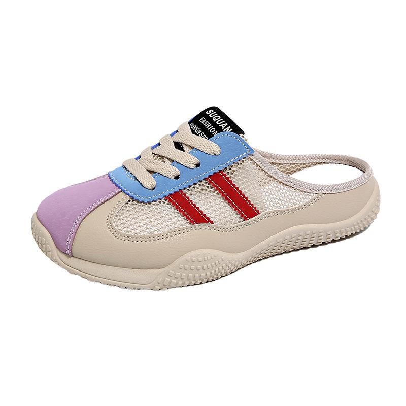 Маленькие белые туфли детские летние новые на толстой подошве повседневные женские туфли сетчатые дышащие полушлепанцы кеды прилив