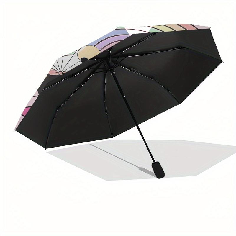 Kuromi, Hello Kitty Automatic Open/Close Umbrella Cute Umbrella with Cute Design, Portable 3 Fold Compact Umbrella for Men & Women, Hallowee