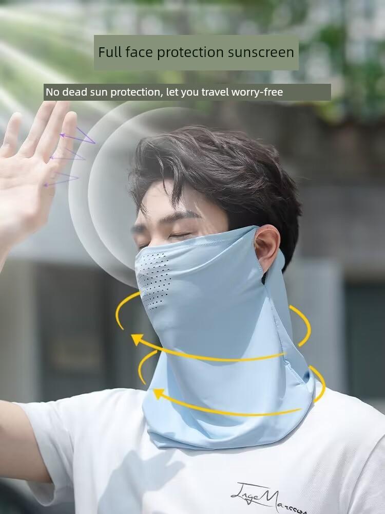 Sun Mask Men's Summer 2024 New Fishing Face Towel Cover Full Face Mask Neck Guard Scarf UV Protection Headscarf