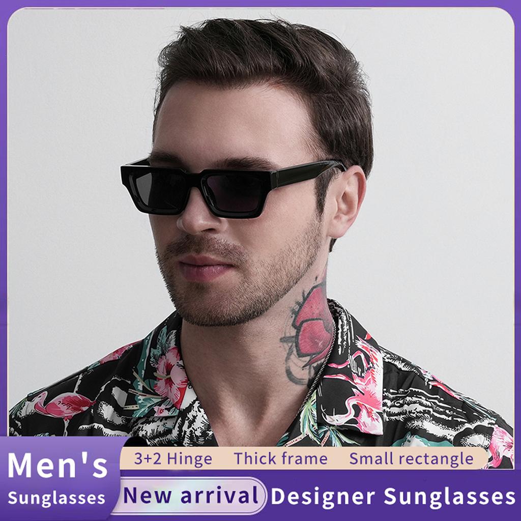 Ruiao модные черные маленькие прямоугольные солнцезащитные очки в толстой оправе для мужчин и женщин прямоугольные летние солнцезащитные очки