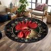 Elegant Rooster with Ornate Design Print Round Rug, Living Room, Bedroom, Playroom Carpet, Non Slip Floor Mat, Gift