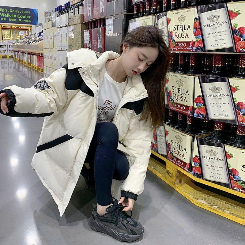 Новое поступление, женское зимнее свободное утолщенное хлопковое пальто средней длины с пуховой хлопковой курткой с капюшоном