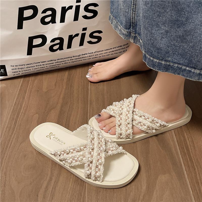 Модная обувь Низкие тапочки Мягкие летние туфли с бантом-бабочкой Женские блестящие шлепанцы Платформа Pantofle Комфорт Пляжные сандалии с кристаллами в римском стиле