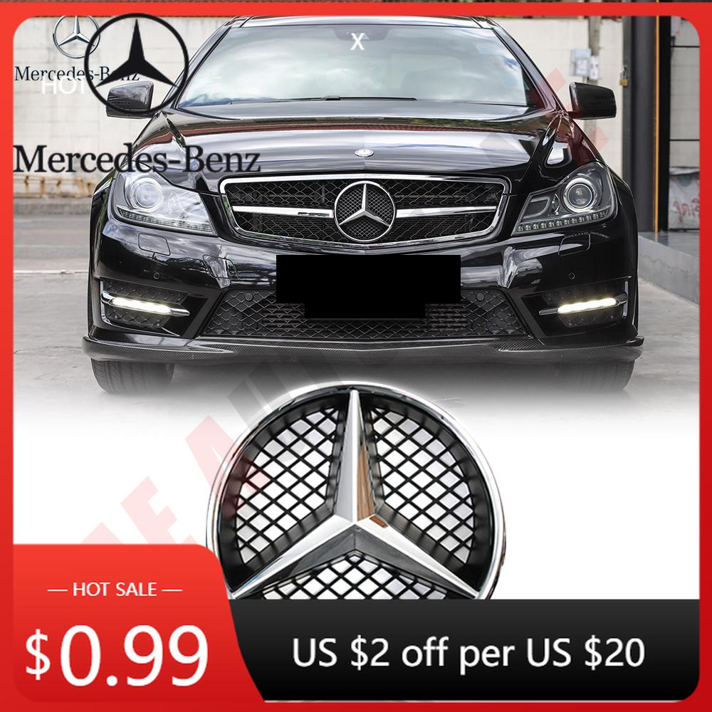 tuhgj1 Car Sticker Chrome Silver OE Style Emblem Front Grille Star Emblems Logo For Mercedes Benz B W245 C W204 C300 C250 GLK X204 GLK3