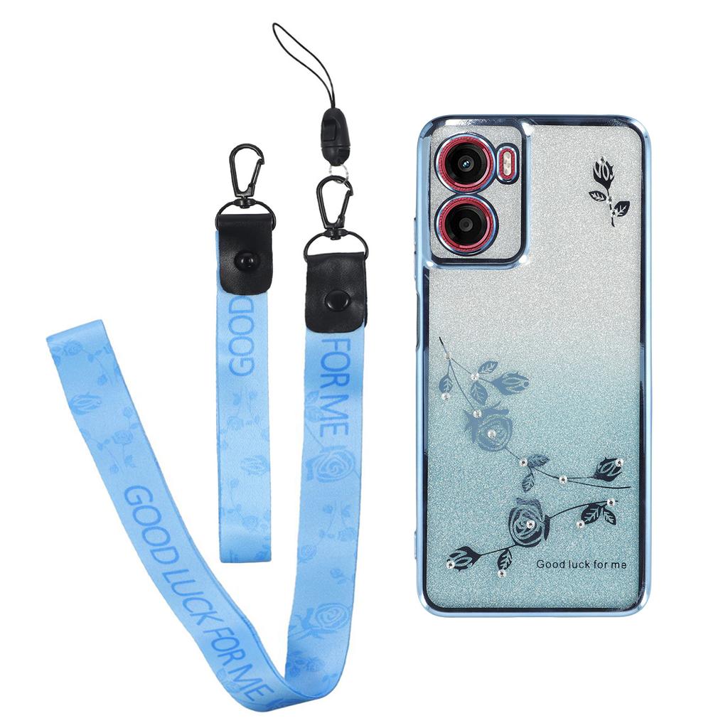 KADEM Чехол для Motorola Moto G05 4G/E15 4G с цветочным узором, ТПУ, градиентная крышка для телефона со шнурками