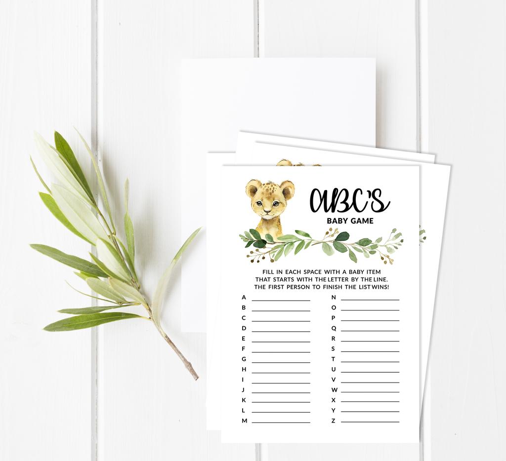 Inkdotpot Игровой набор для детского душа из 50 игр BabyA AlphabetA ABCA для вечеринки Baby Cheetah Jungle Animals