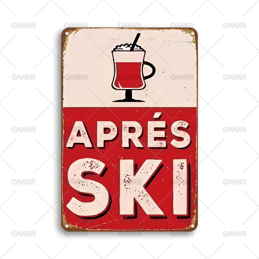 Vintage Metal Tin Sign Aprs Ski Cocktail Sign Art Metal Signs for Man Cave Garage Farm Bar Garden Home Wall Decor Plaque