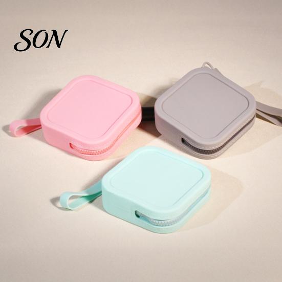 Lightweight Headphone Carrying Bag Silicone Coin Pouch with Zipper And Wrist Strap, Square Shockproof Small Object Container Storage Bag, Compact