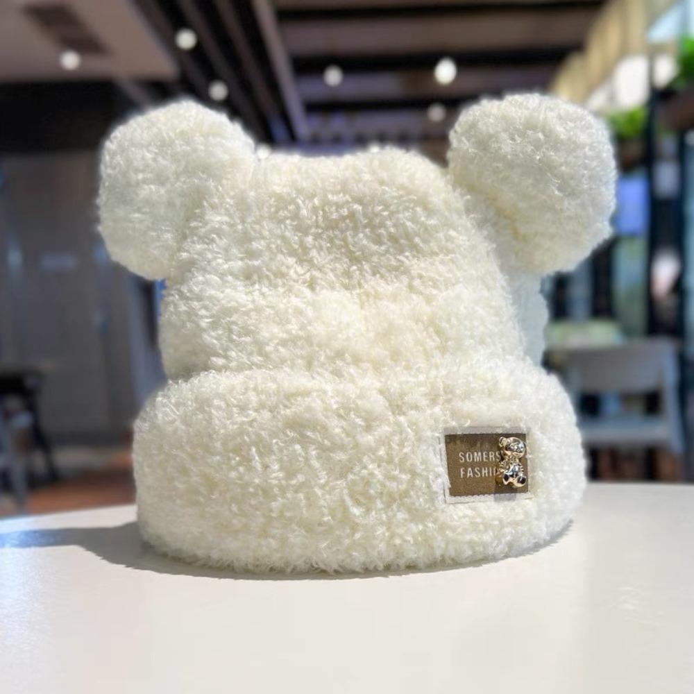 Thickened Knitted Warm Cap Cute Bear Ear Bear Ear Hat Casual Winter Beanie Cap Outdoor Activities