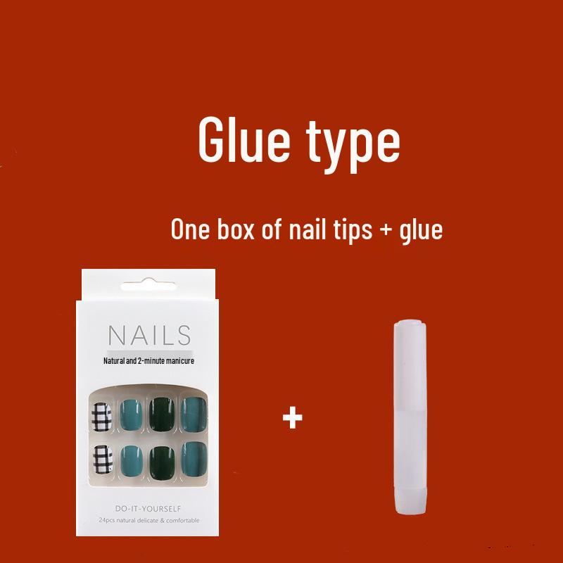 INS Style Light Purple Plaid Press-On Nails - Fresh, Gentle & Student-Friendly, Removable, Finished Product