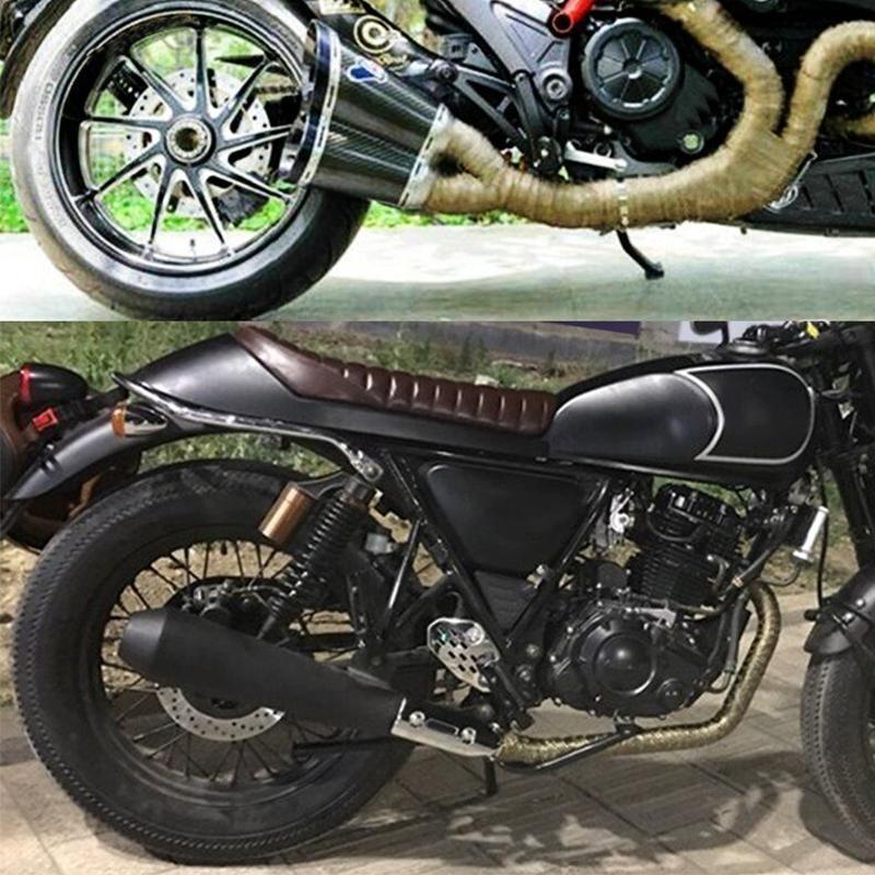 10M Motorcycle Exhaust Pipe Heat Wrap Tape Exhaust Header Wrap High-Temperature Insulation Tape With Stainless Steel Zip Ties