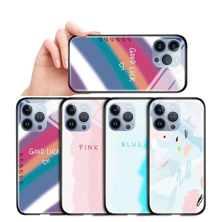 Чехол для телефона из закаленного стекла для iPhone 11 12 13 14 15 16 17 Redmi 10 12 14C Note10 Note14 Xiaomi 11Lite PocoC75 Мягкий край Ударопрочный Гладкий чехол