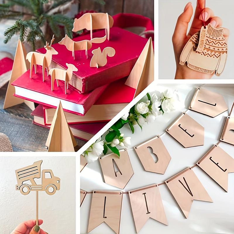 12Pcs Wood Sheets For Crafts Thick Wood Sheets With Smooth Surfaces For Laser Cutting, Wood Burning, Architectural Models