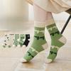 Женские весенне-осенние новые дышащие индивидуальные зеленые носки из хлопка до колена
