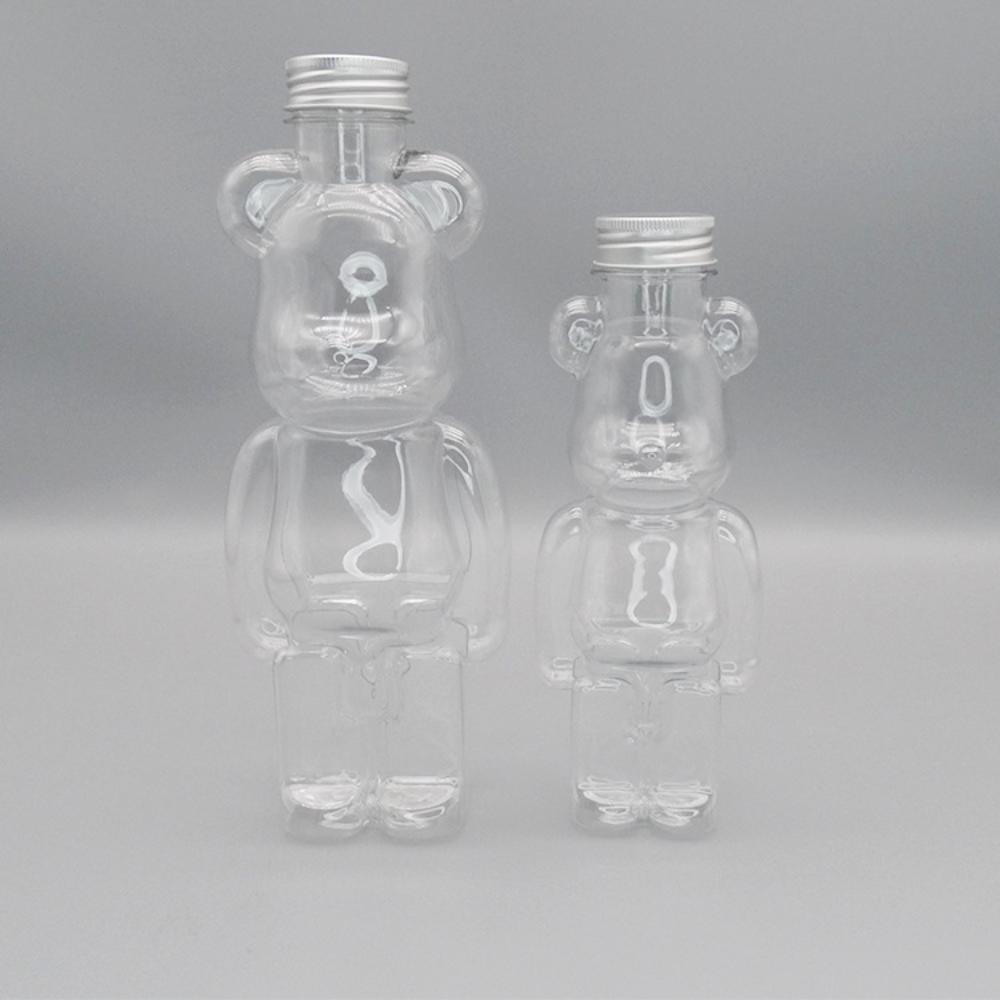 500ml Violent Bear Milk Tea Bottle Disposable PET Transparent Juice Bottle Cartoon Bear Portable Juice Yogurt Bear Bottle