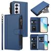 For Oppo Reno12 5G (Global) Leather Case 9 Card Slots Zipper Wallet Stand Phone Cover with Wrist Strap