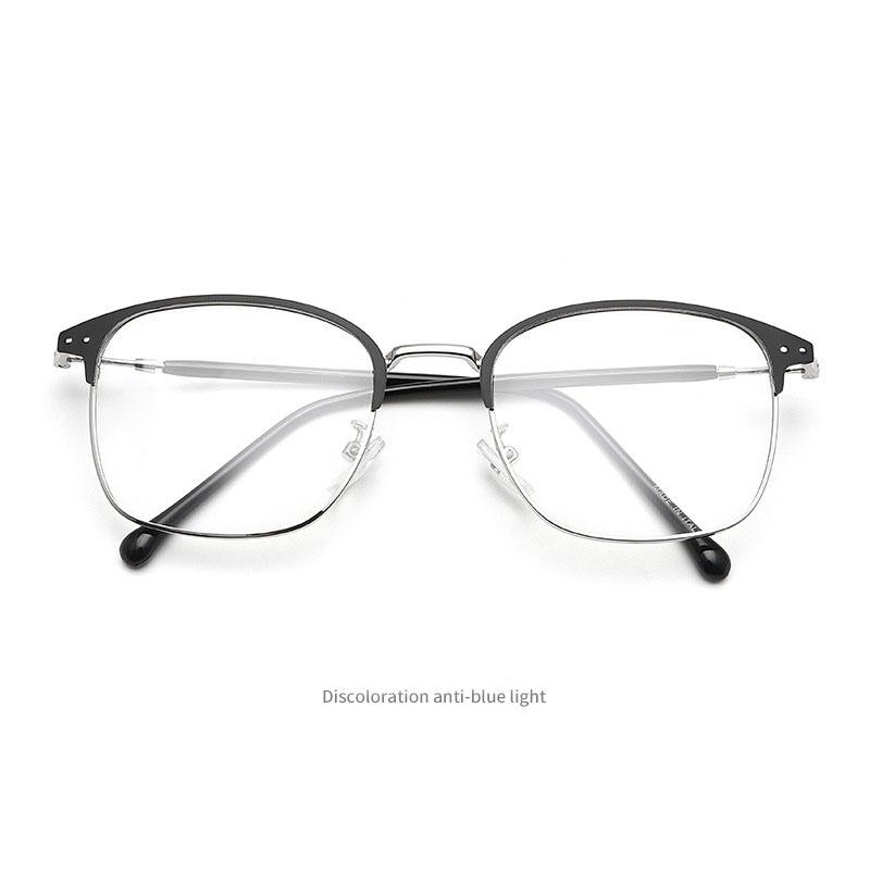 Фотохромные безободковые очки для мужчин Антирадиационные компьютерные очки Корейская мода Прямоугольные солнцезащитные очки
