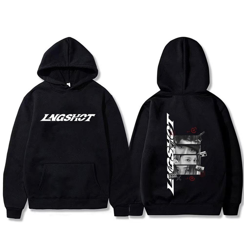 Корейская группа Lngshot 2026 Худи Мужчины Женщины Kpop Модный Тренд Толстовка с Капюшоном Мужская Повседневная Винтажная Оверсайз Пуловер Худи