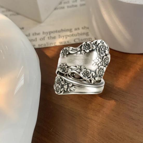 Кольцо для вечеринок с гальваническим покрытием, полированная поверхность, геометрический цветочный узор, неувядающий подарок, регулируемый браслет на палец