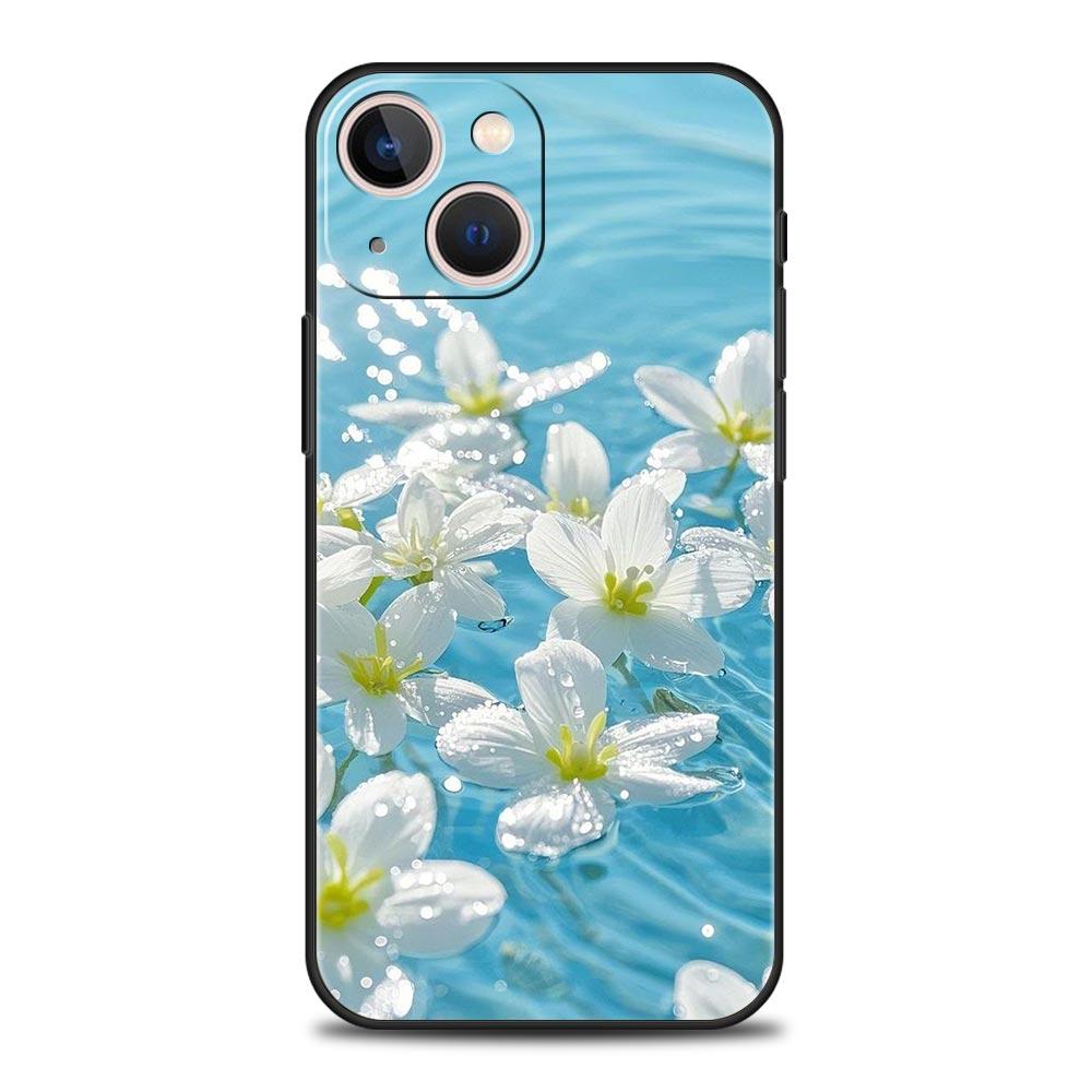 Чехол для телефона для iPhone 17 16e 15 14 13 12 11 Pro Max SE 7 8 Plus Оболочка iPhone 16 Мягкий ТПУ Чехол Мягкий Бледный Маленький Цветок