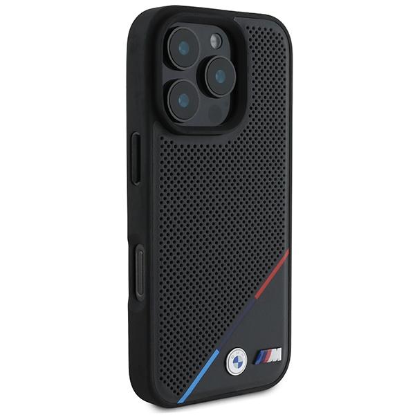 Bmw Bmhmp16L23Pupdk Iphone 16 Pro 6.3 Czarny/Black Hardcase M Perforated Tricolor Line Magsafe
