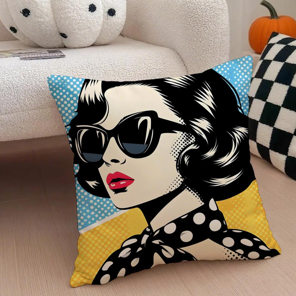Classic Pop Art American Art RRoy Lichtenstein Cushion Cover Throw Pillow Cover Hidden Button Durable Polyester Chair Cushion