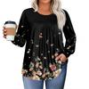 Womens Plus Size Tops Long Sleeve Shirts Round Neck Flowy Tunic Casual Loose Blouse L-5X