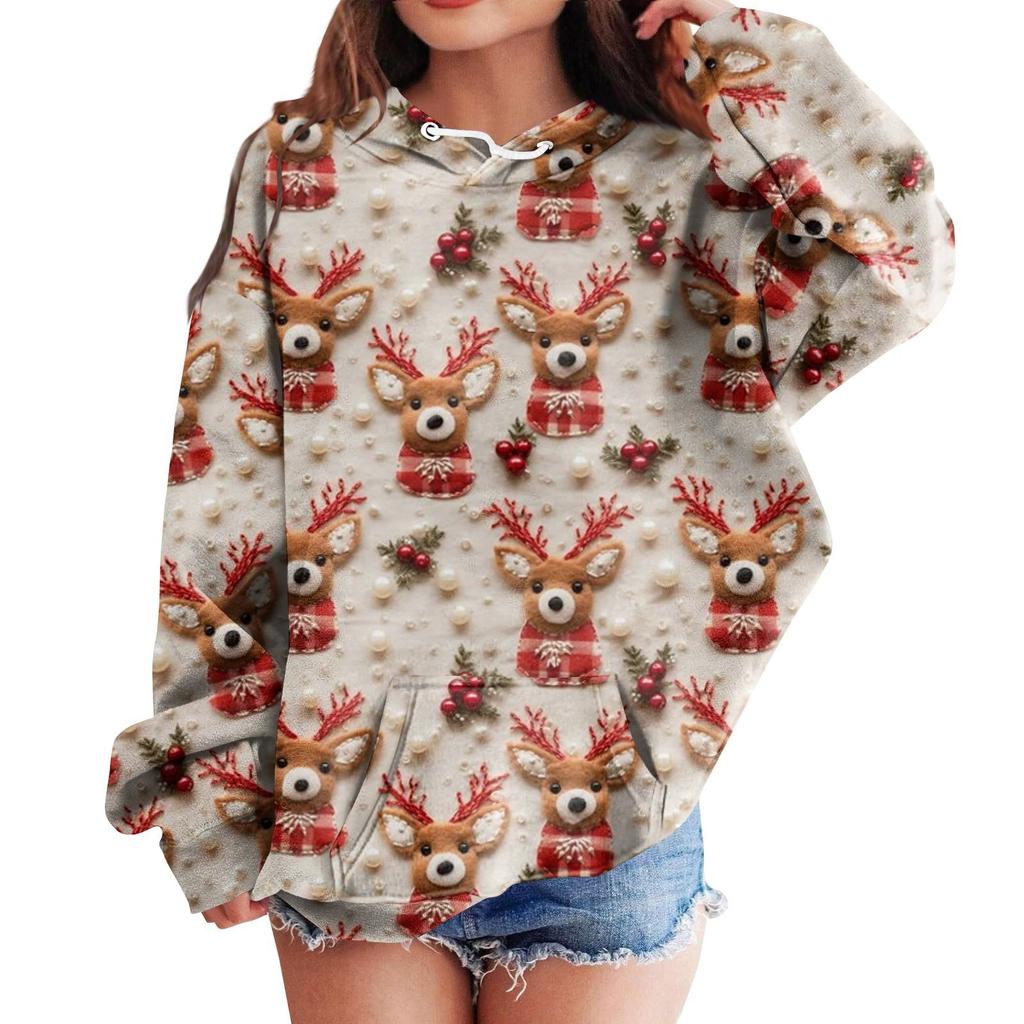 Детские толстовки с капюшоном, свободные рождественские принты, спортивная рубашка с капюшоном, модная спортивная рубашка