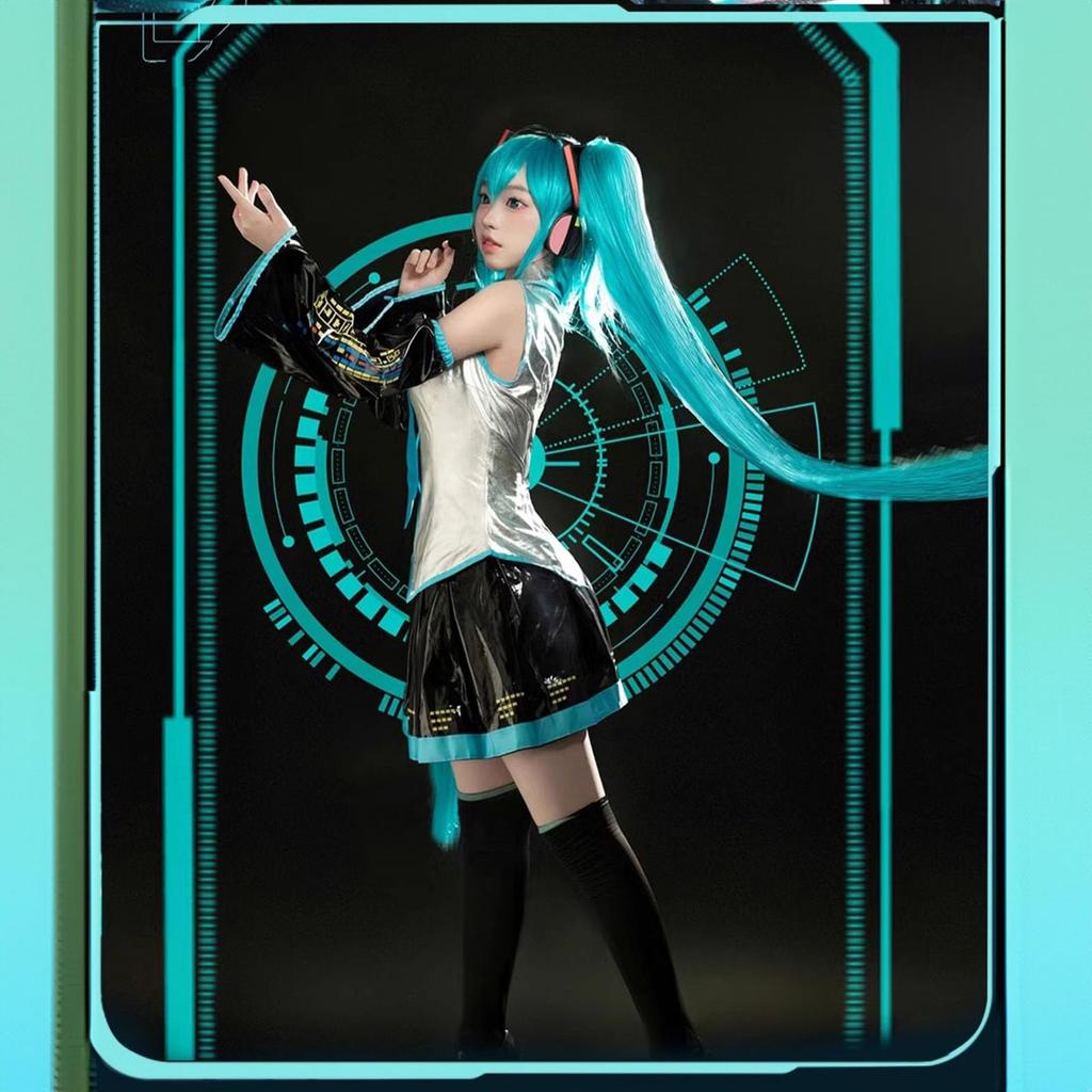 [Milky Time] Hatsune Miku Cosplay Halloween VOCALOID Original Costume with Wig (Outfit, Size L)