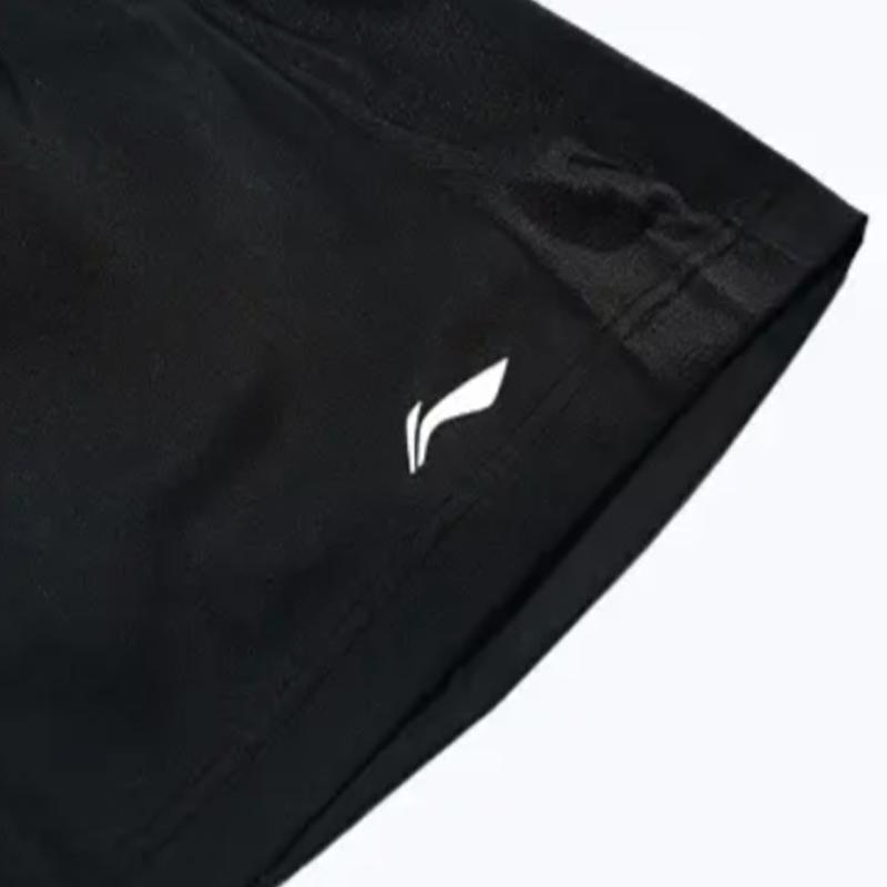 Li-Ning Летний мужской удобный универсальный простой круглый вырез пуловер дышащий приятный для кожи повседневный спортивный костюм унисекс костюм Черный AHSVE27-1+YATV113-1