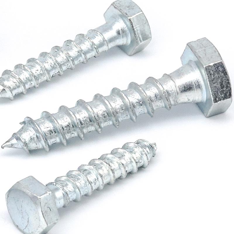 Саморезы с шестигранной головкой из цинка синего и белого цвета: Шурупы по дереву M6/M8 с полной и половинной резьбой