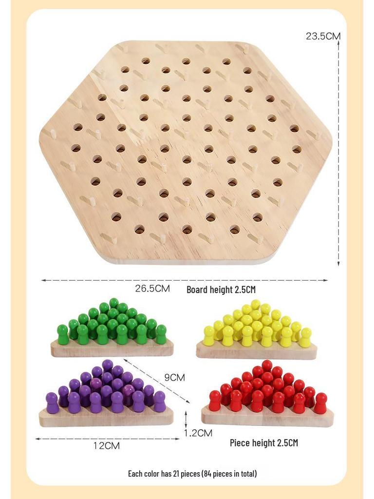 Wooden Geometric Triangle Chess Board – Parent-Child Interactive Educational Game for Kids