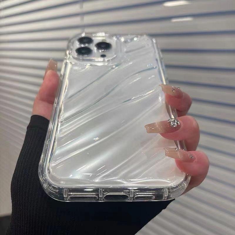 Подходит для чехла для мобильного телефона iPhone 15 Pro, узор «Водная волна», Apple 13Max, прозрачный, противоударный, полная защита, 14, защитный чехол, мягкий