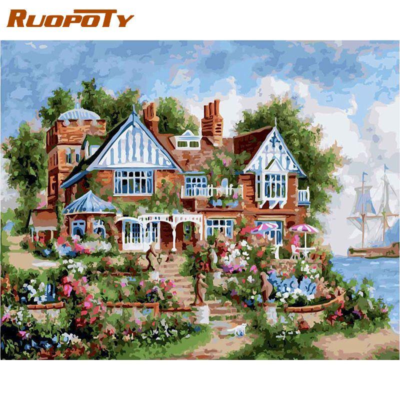 RUOPOTY Картина маслом, набор для рисования по номерам, акриловая краска, ручная роспись, настенное искусство для домашнего декора, 40x50 см