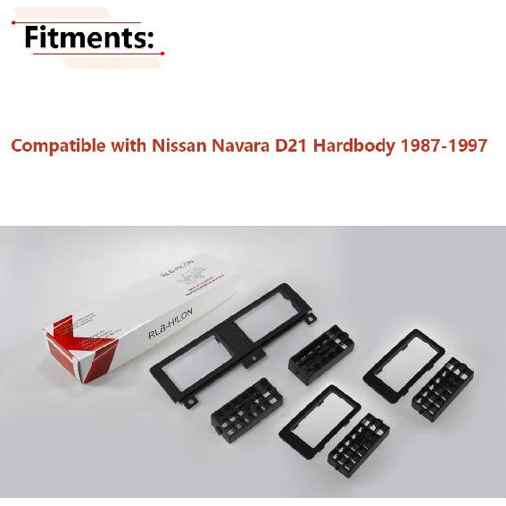 RLB-HILON Dashboard Heater Air Vent Grille Set Compatible With Nissan Navara D21 Hardbody Pickup 1986 To 1997 Year, Black Color