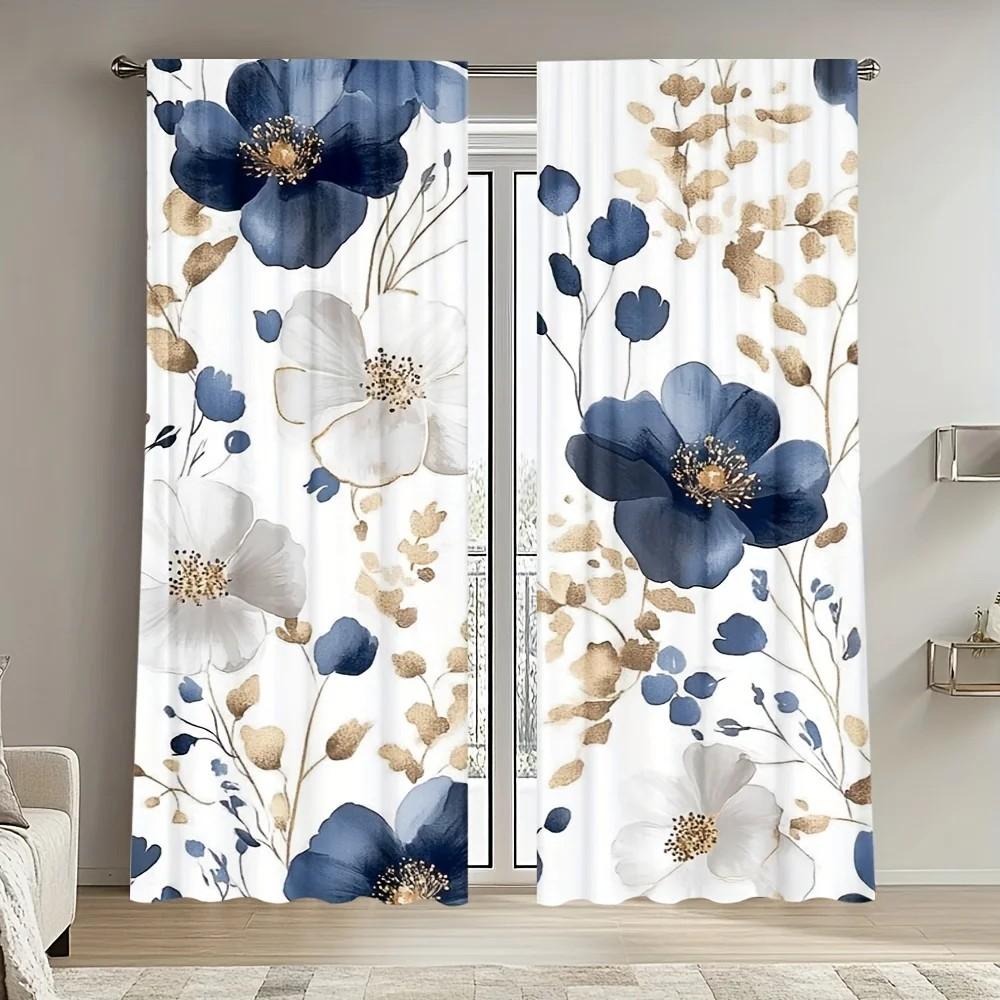Комплект из 2 штор Jit Floral Watercolor Дизайн Декор Окна Гостиной Домашний Декор Прозрачная Штора Отличного Качества Полиэстер С Карманчиком Под Карниз