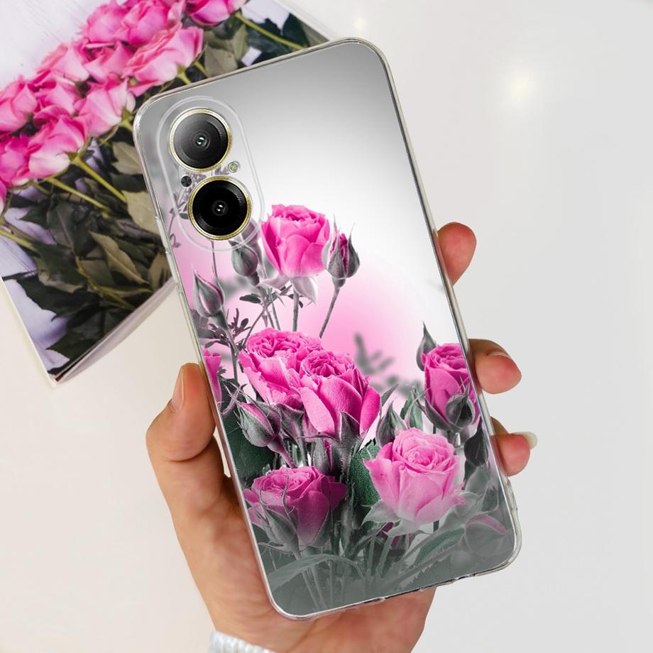 Мягкий ТПУ Бампер Чехлы Для Realme C67 4G RMX3890 Задняя Крышка Тонкий Прозрачный Силиконовый Чехол Для Телефона Женская Мода Рисунок Funda C 67 4G