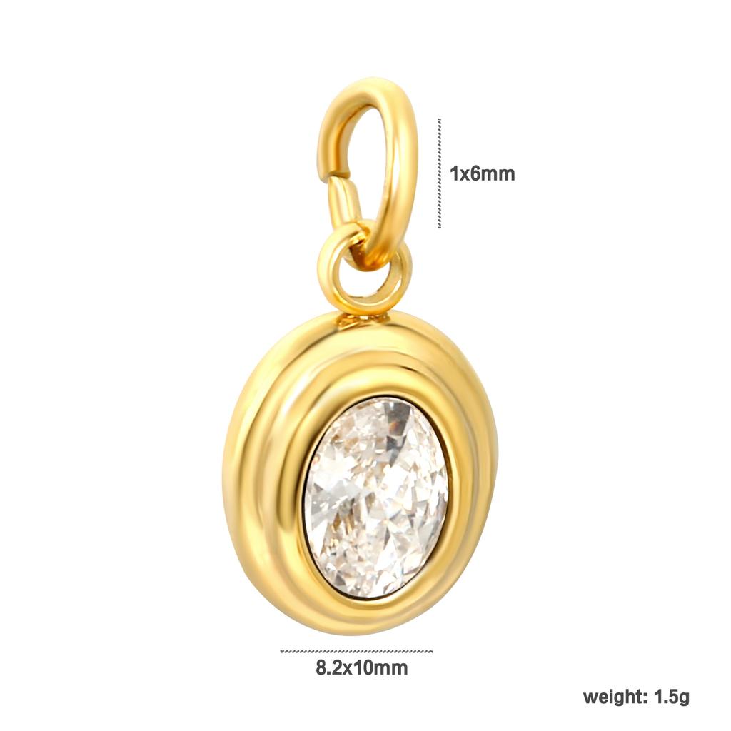 2026 New Waterproof 18K Gold Plated Stainless Steel Oval Heart Shape Cubic Zirconia Pendant Charms for DIY Jewelry Making