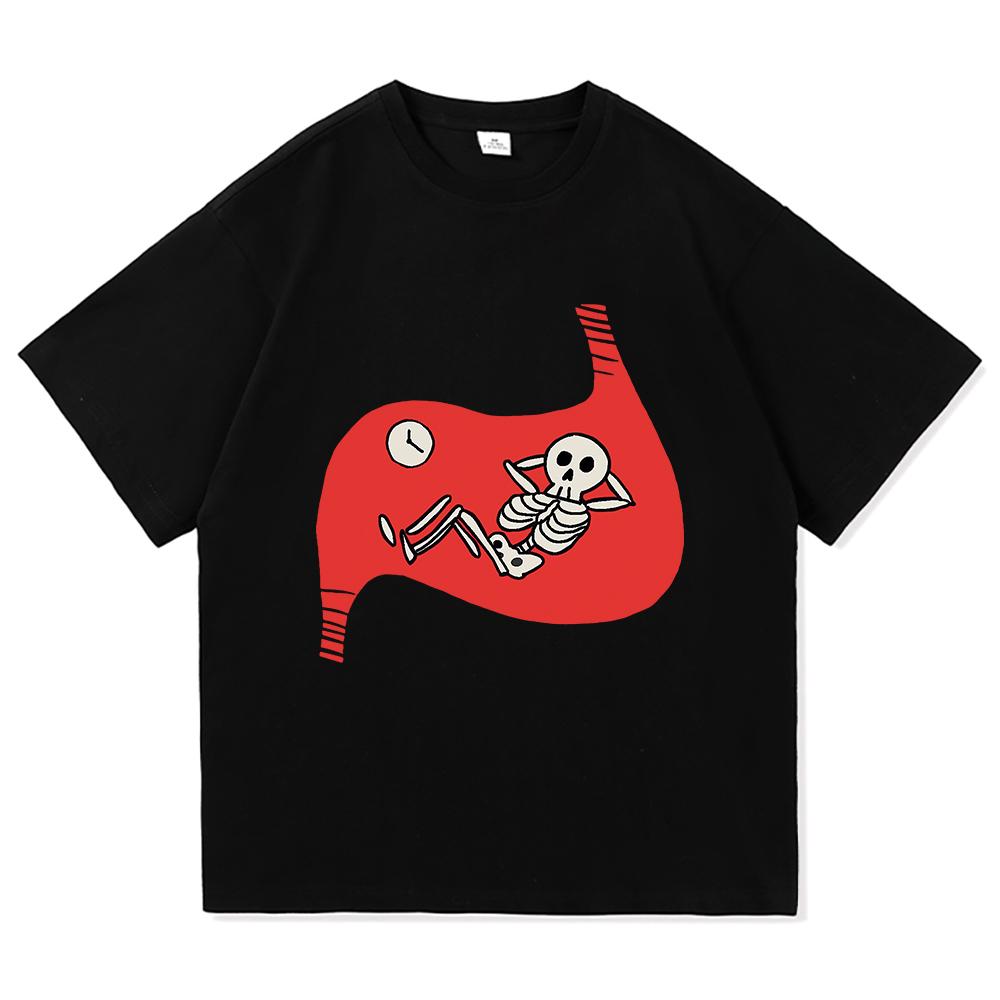 Dungeon Meshi Anime Stomach Skeleton Graphic T Shirt Unisex Unisex Funny Cartoon Loose Y2k Streetwear Aesthetic Short Sleeve Tops