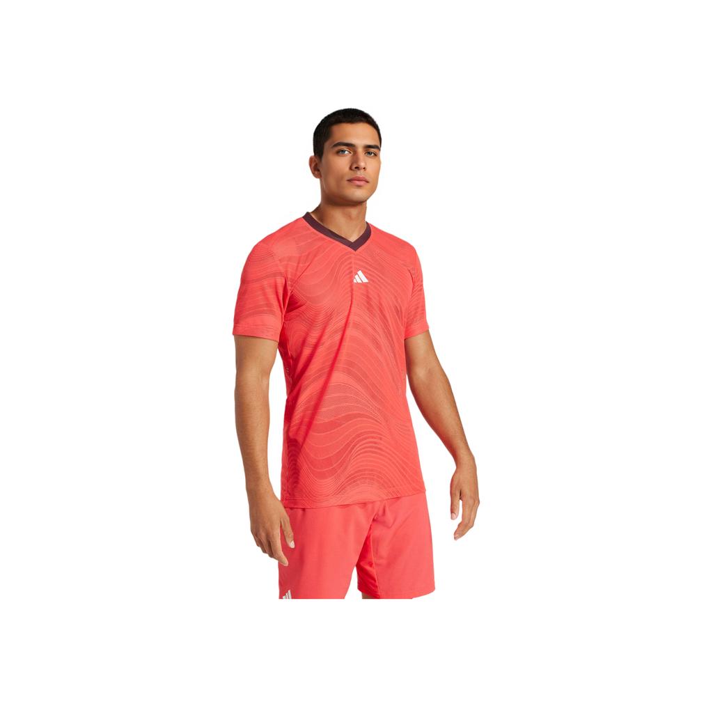 adidas Freelift Mesh Pro Slim Fit дышащая модная универсальная футболка с коротким рукавом мужские топы розового цвета JD8633