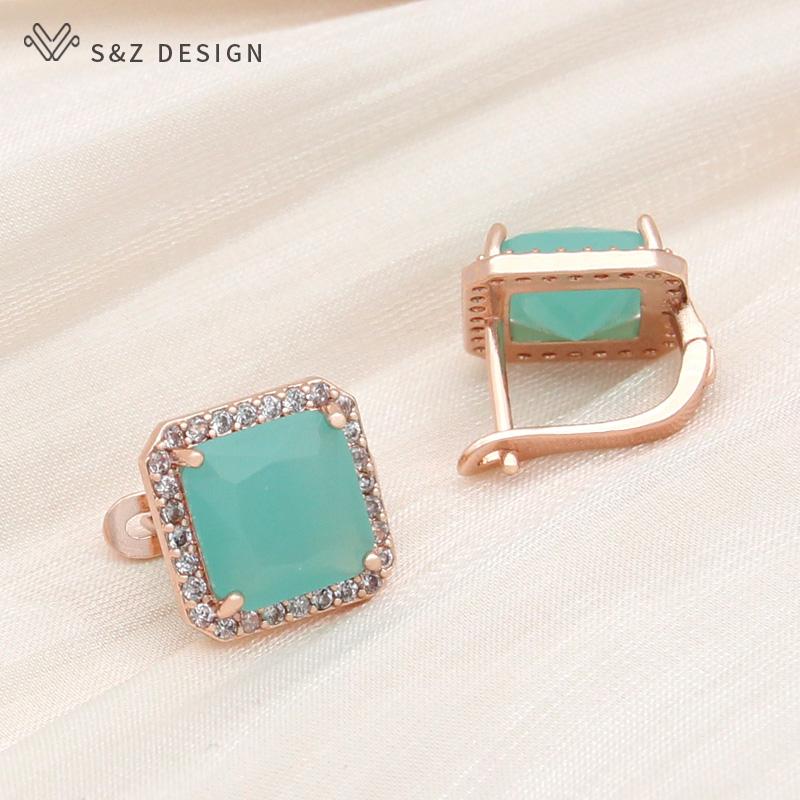 Модные квадратные серьги-капли с розовыми кристаллами для женщин, модные ювелирные изделия, розовое золото, восковая инкрустация, серьги-капельки с кубическим цирконием