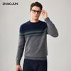 Zhaojun Men's 100% Cashmere Jacquard Round Neck Sweater